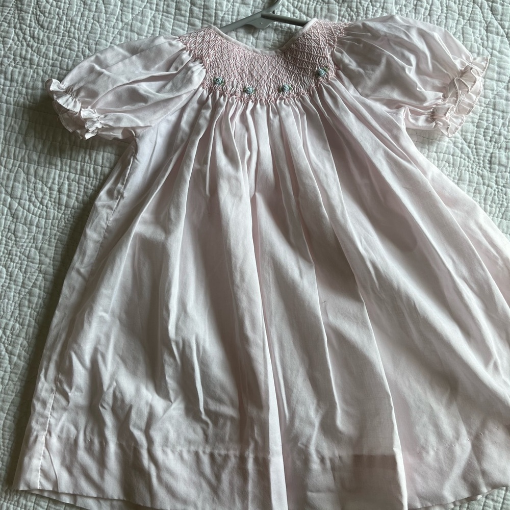 Dainty Roses Pink Smocked Baby Dress 6 m